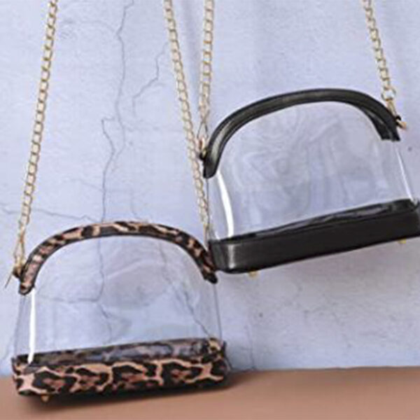 Clear Cross Body Bag with Leather Trim details
