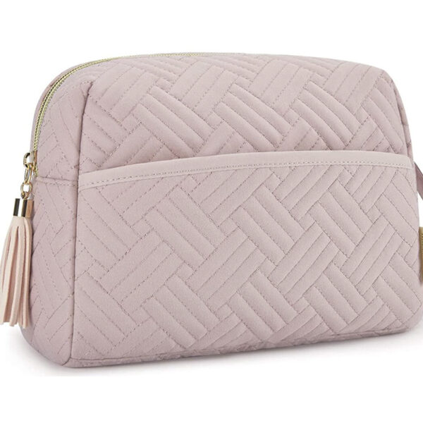 quilted pu leather makeup bag